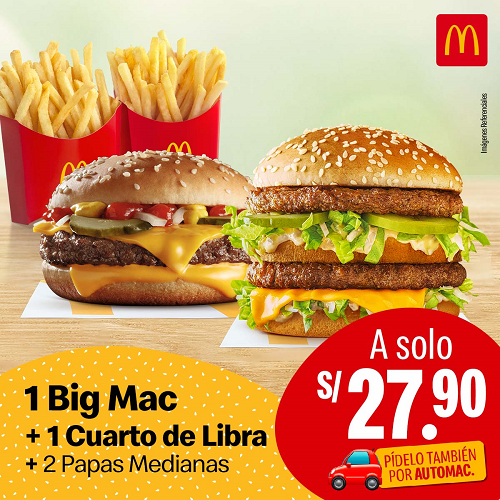 Imagen de 1 Big Mac + 1 Cuarto de Libra + 2 papas medianas